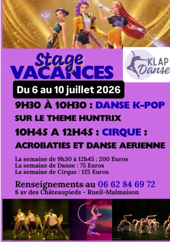 Réservation stage danse Rueil chez Klap'Danse au 06 62 84 69 72